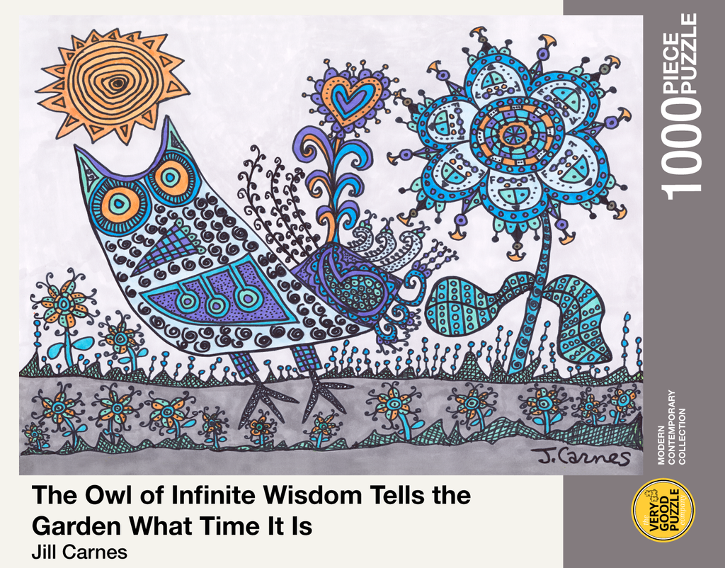 VERY GOOD PUZZLE:The owl of infinite wisdom tells the garden what time it is... by Jill Carnes