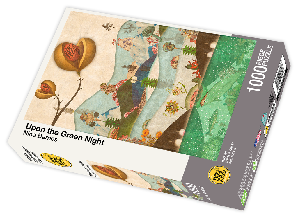 VERY GOOD PUZZLE:Upon the Green Night by Nina Barnes - 1000 piece jigsaw puzzle